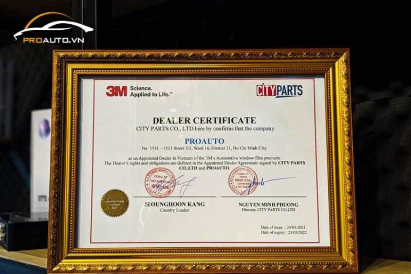 Giấy chứng nhận đại lý chính hãng của 3M