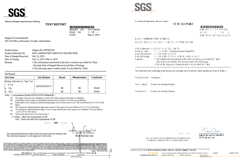 Giấy chứng nhận PPF Magnus Pro có độ bóng 10/10 và độ bám dính cao