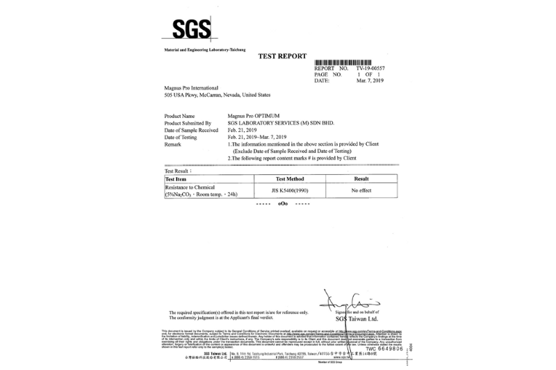 Giấy chứng nhận PPF Magnus Pro về khả năng siêu kháng nước đạt 9/10