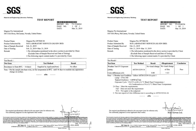 Giấy chứng nhận PPF Magnus Pro về sức căng và độ dày bảo vệ và phục hồi tốt đạt 10/10