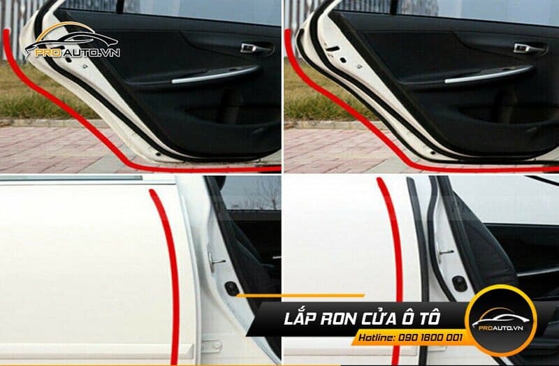 Lắp gioăng cao su nẹp cửa chống ồn xe ô tô