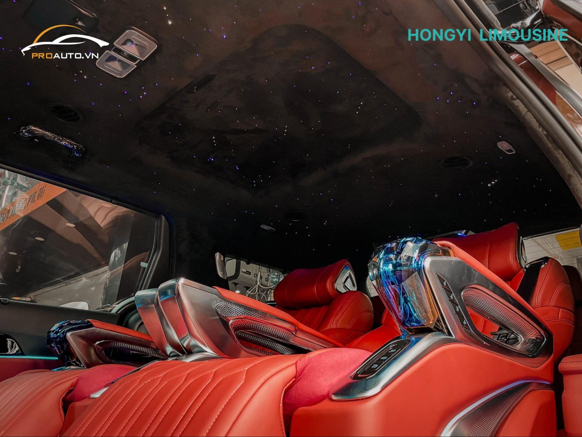 Trần ánh sao Kia Carnival full nội thất đỏ đô