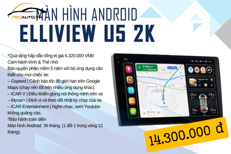 Giá màn hình android ICAR Elliview U5 2K hiện nay
