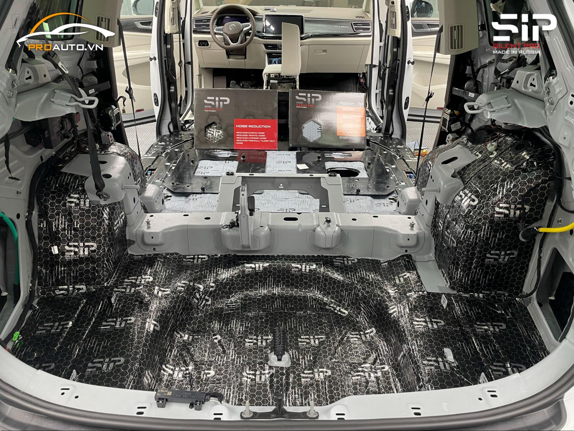 Hình ảnh thi công cách âm, tiêu âm sàn ô tô hoàn thiện