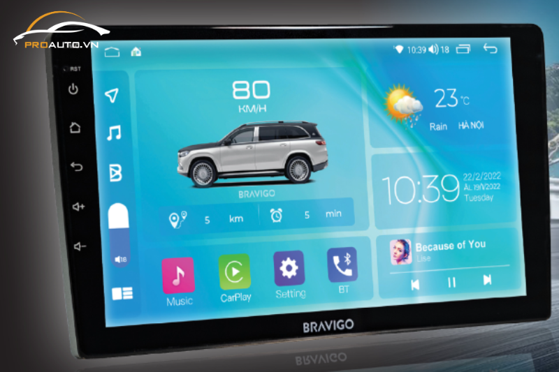 Màn hình Bravigo BX7 giao diện đơn giản, dễ sử dụng