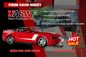 Sale 20% hoặc tặng phủ nano kính khi dán phim cách nhiệt ASWF