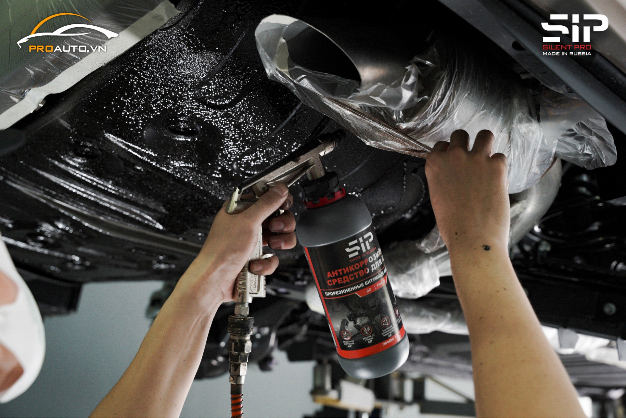 Thi công phủ gầm SIP cho ô tô