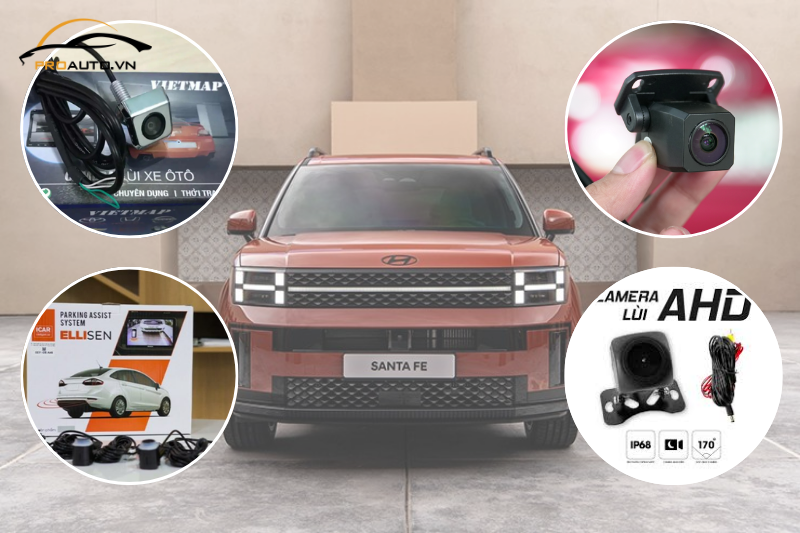 Camera cảm biến lùi và hỗ trợ đỗ xe trên Hyundai Santafe 2024