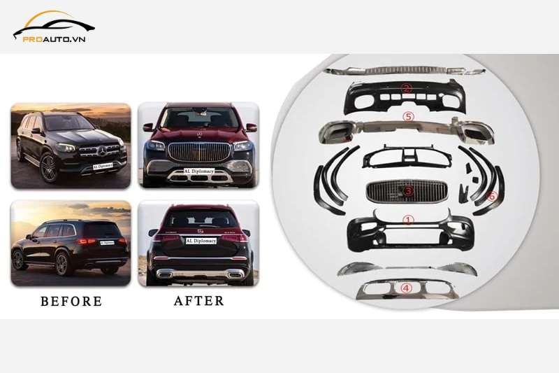 Cản trước và sau của Bodykit GLS Maybach 2024