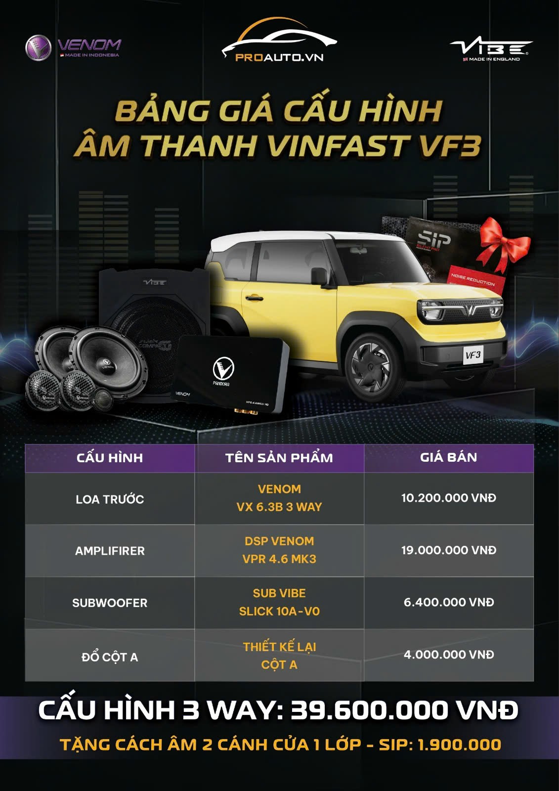Cấu hình âm thanh VF3 3 way - Vinfast VF3 độ nội thất