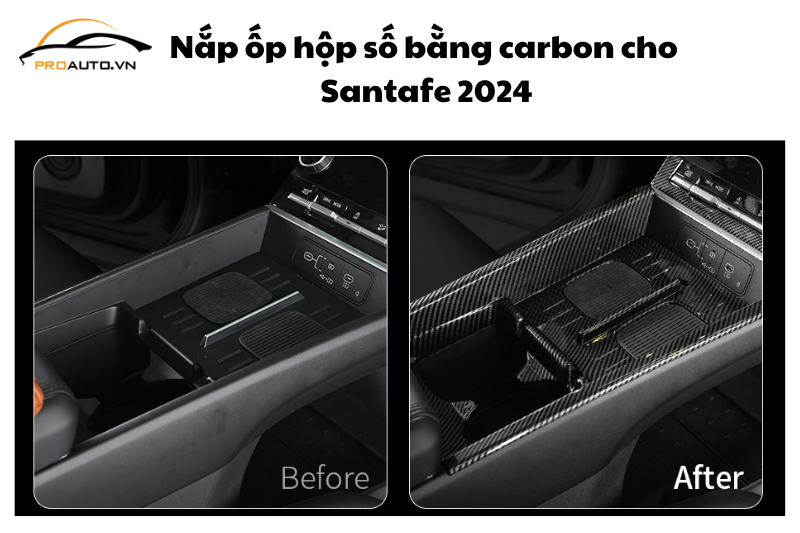Nắp ốp hộp số bằng carbon cho Hyundai Santafe 2024 