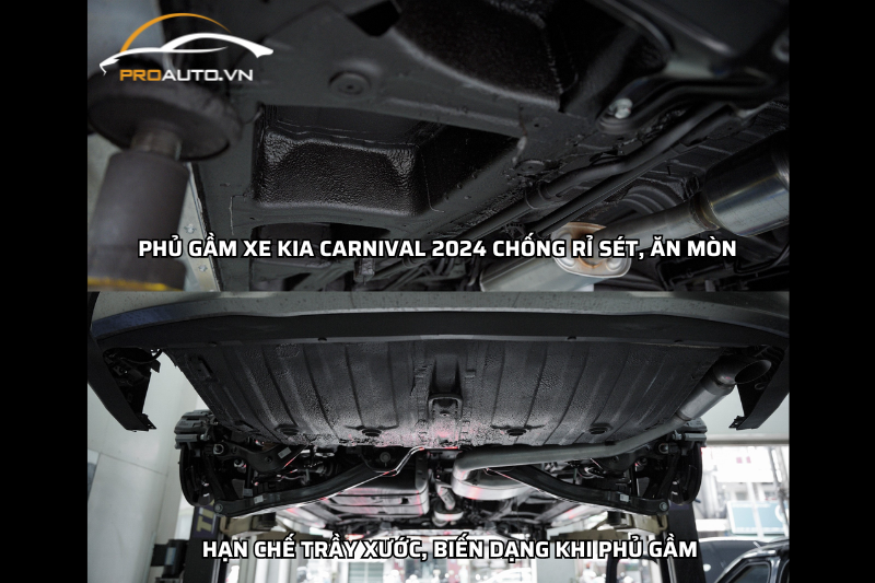 Phủ gầm xe Kia Carnival chống rỉ sét, ăn mòn, hạn chế trầy xước cho xe