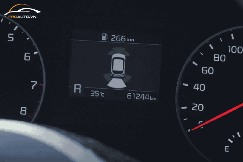 Cảm biến đỗ xe ICAR Ellisen E48 hiển thị lên màn hình ODO