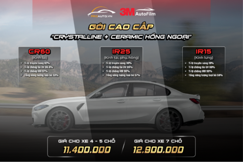 Chi phí dán phim cách nhiệt 3M tại Hồ Chí Minh - Gói cao cấp