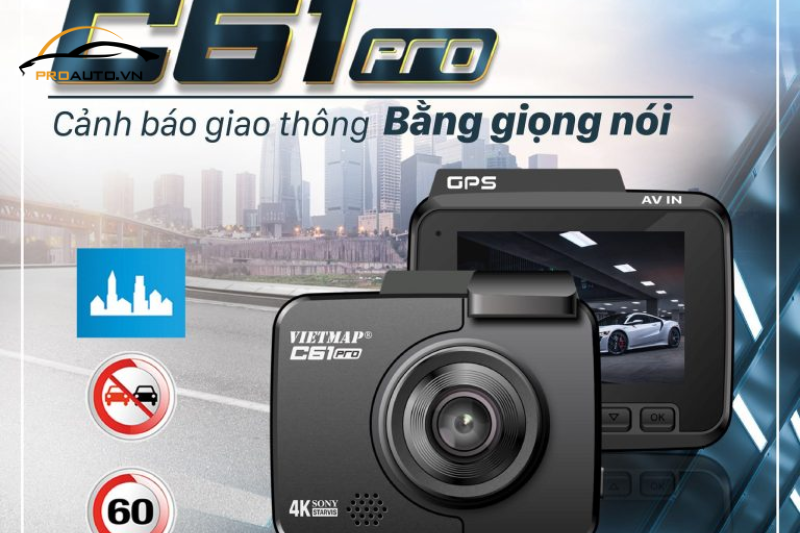 Cảnh báo tốc độ cho phép trên camera Vietmap C61 Pro