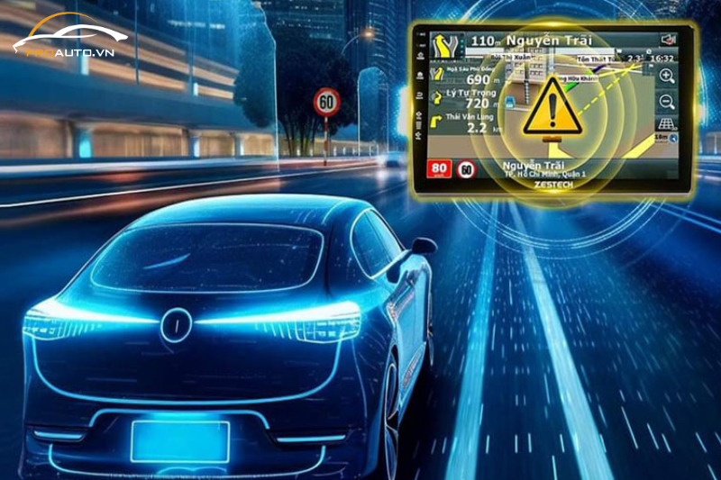 DX265 Plus cảnh báo giới hạn tốc độ và hiển thị mật độ giao thông