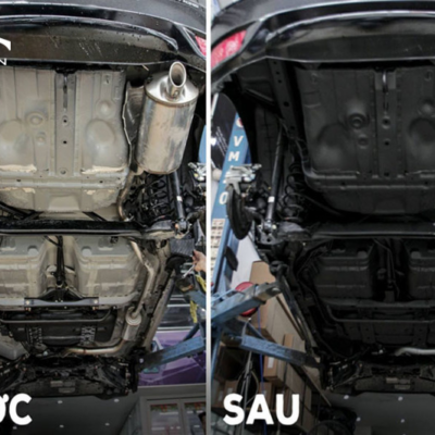 Hình ảnh trước và sau khi được sơn phủ gầm xe Mitsubishi Xpander
