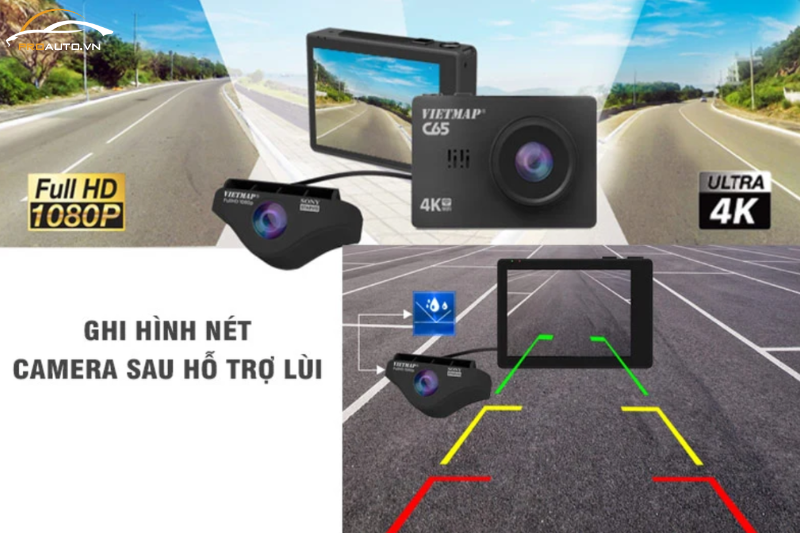 Camera hành trình Vietmap camera hỗ trợ lùi xe, đỗ xe, quay đầu