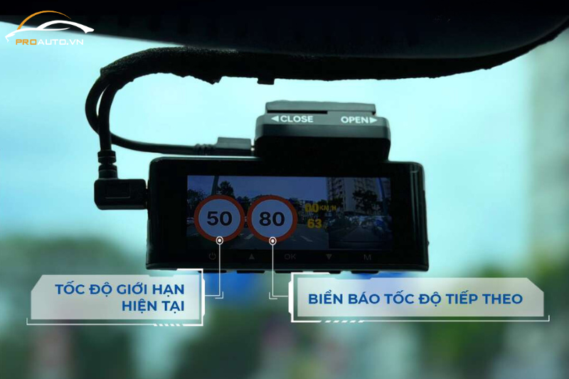 Camera hành trình Vietmap cảnh báo về tốc độ, làn đường