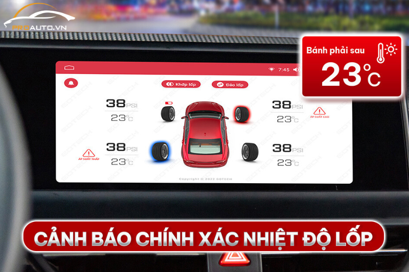 Cảnh báo tức, hạn chế tai nạn giao thông trên cảm biến áp suất lốp GOTECH 