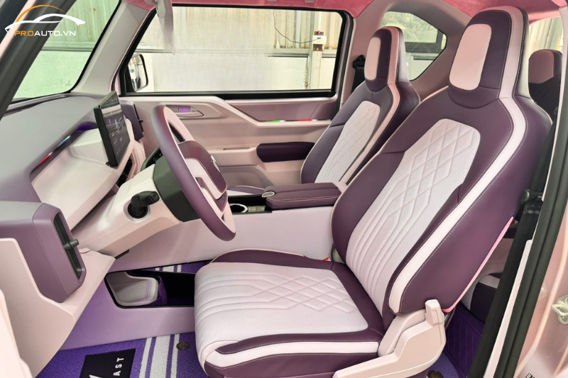 Bọc ghế da cho Vinfast VF3 phiên bản tím dịu