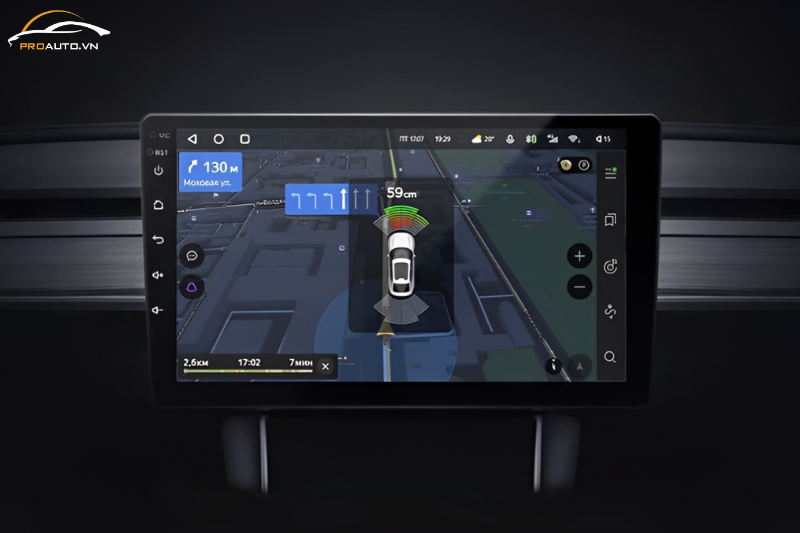 Hiển thị cảnh báo cảm biến va chạm R1 trên màn hình Android Teyes