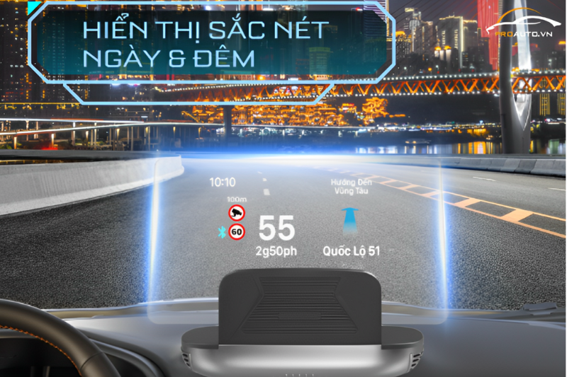 Hiển thị thông tin trực tiếp, sắc nét cùng Vietmap HUD H1X