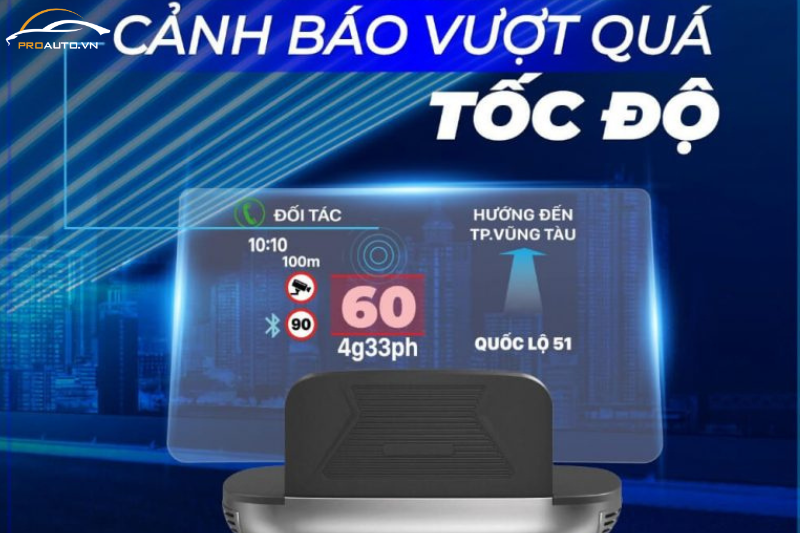 Vietmap HUD H1N cảnh báo vượt tốc độ