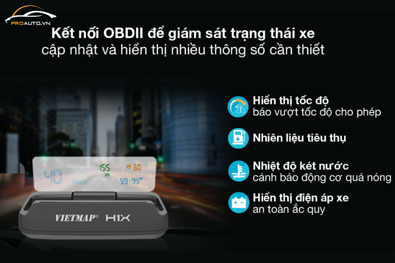 Vietmap HUD H1X theo dõi trạng lái xe qua OBDII