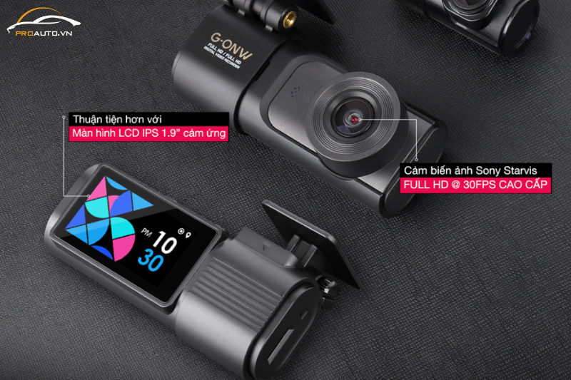 Camera hành trình GNet G-ON W trước sau ghi hình sắc nét