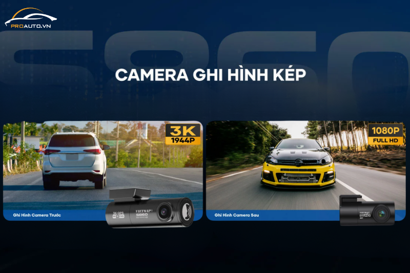 Khả năng ghi hình kép trên camera hành trình Vietmap S860