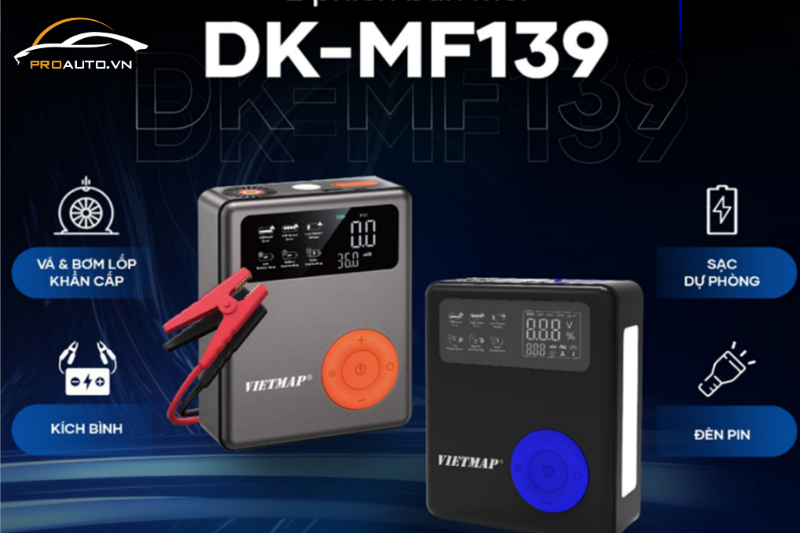 Kích bình bơm lốp Vietmap DK-MF139 ắc quy mạnh mẽ
