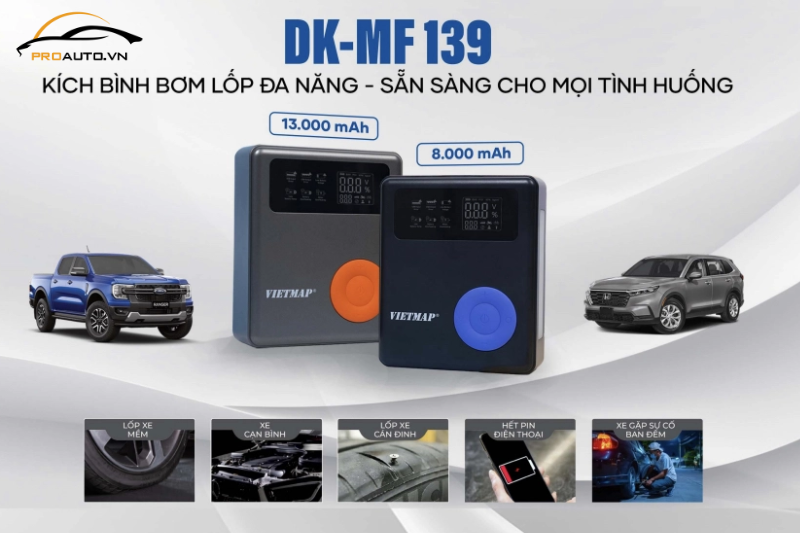 Kích bình bơm lốp Vietmap DK-MF139 cứu hộ ô tô đa năng