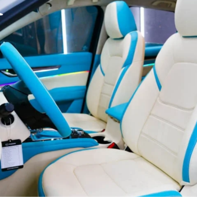 Mẫu bọc da ghế xe Mazda CX-5 2025 màu trắng xanh