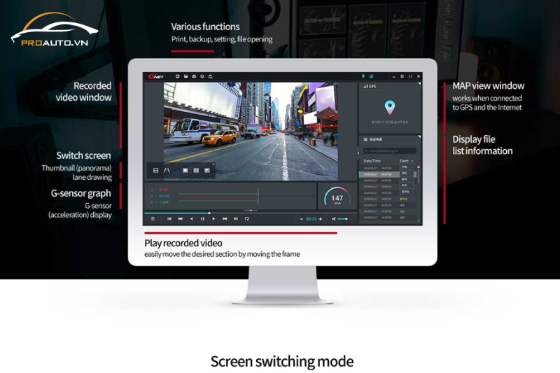 Camera hành trình GNET Iron man giám sát xe trên máy tính