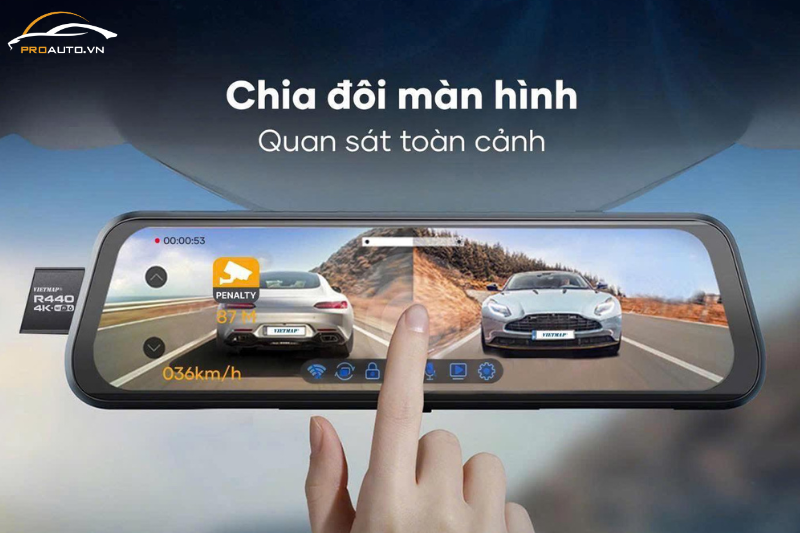 Camera hành trình Vietmap R440 bản gương cảm ứng 4K