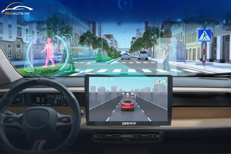 Cảnh báo người đi bộ thông qua màn hình Zestech ZX ADAS GH