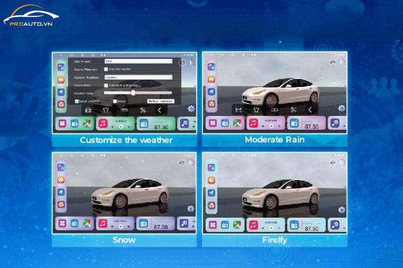 Giao diện màn hình Zestech ZX ADAS GH thay đổi theo thời tiết