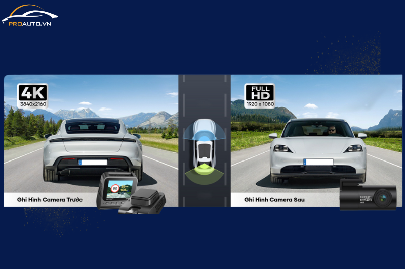 Ghi hình kép 4K và Full HD trên camera hành trình Vietmap S720