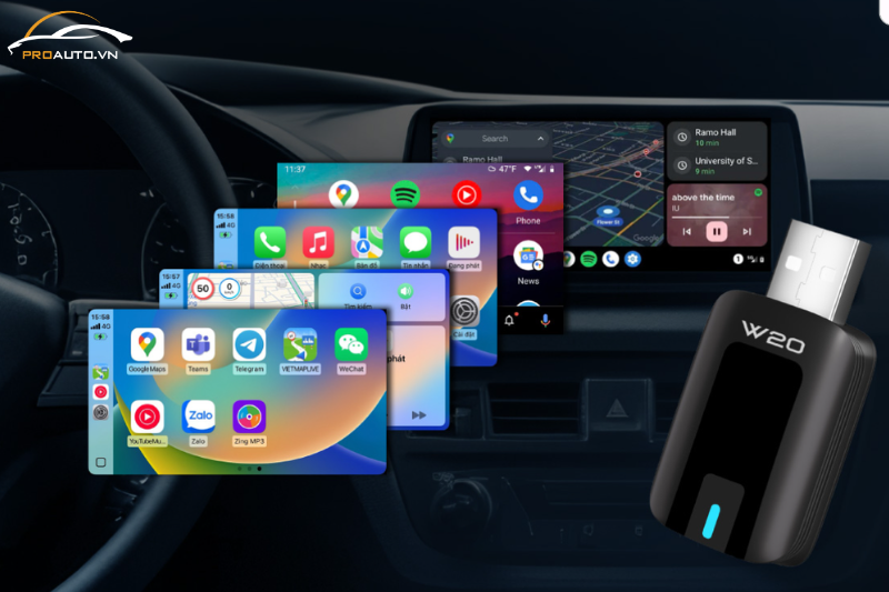 Bộ chuyển đổi Carplay/ Android Auto Vietmap W20 nhanh chóng