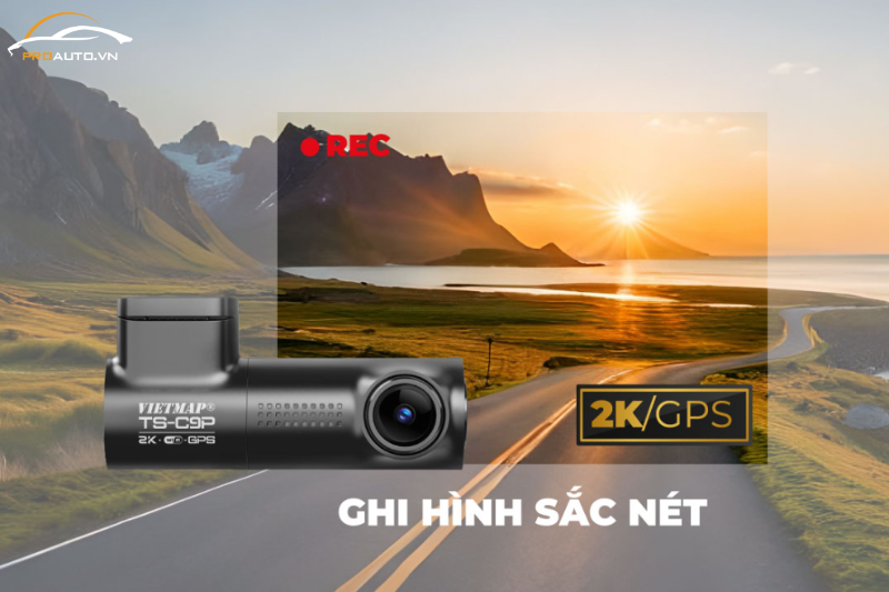 Camera hành trình Vietmap TS-C9P ghi hình 2K toàn cảnh