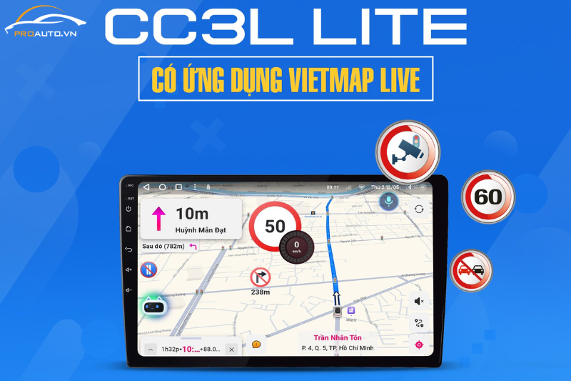 Màn hình Android Teyes CC3L Lite dẫn đường chuẩn, cảnh báo chi tiết