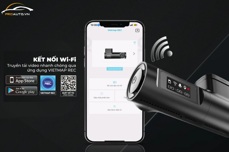 WiFi trên camera hành trình Vietmap TS-C9P truyền video tốc độ cao